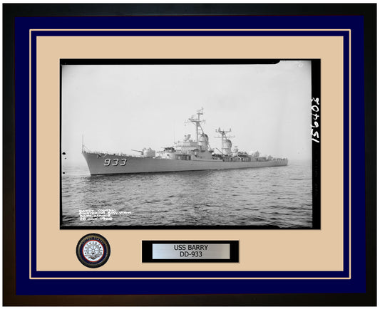 USS BARRY DD-933 Framed Navy Ship Photo Blue