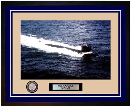 USS Haddock SSN-621 Framed Navy Ship Photo Blue