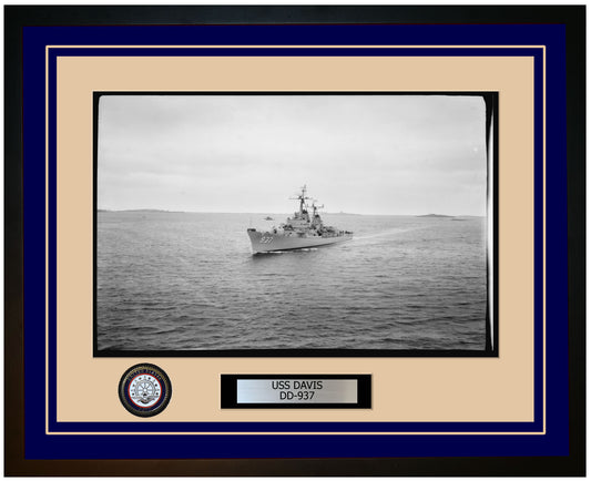 USS DAVIS DD-937 Framed Navy Ship Photo Blue