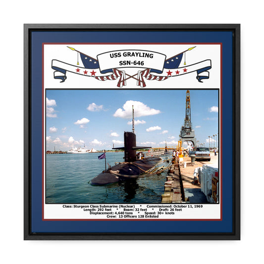 USS Grayling SSN-646 Navy Floating Frame Photo Front View
