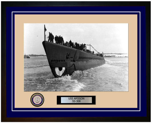 USS Apogon SS-308 Framed Navy Ship Photo Blue