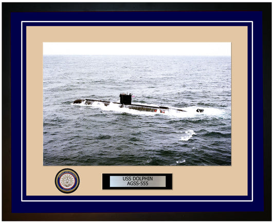 USS Dolphin AGSS-555 Framed Navy Ship Photo Blue