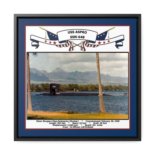USS Aspro SSN-648 Navy Floating Frame Photo Front View