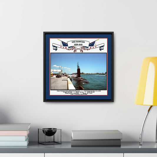 USS Sunfish SSN-649 Navy Floating Frame Photo Desk View