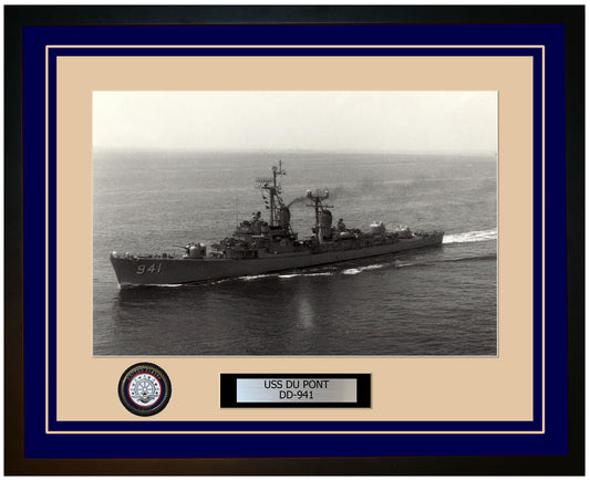 USS DU PONT DD-941 Framed Navy Ship Photo Blue