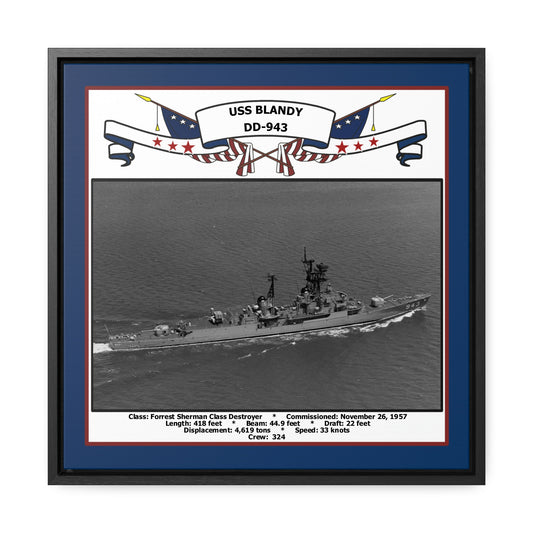 USS Blandy DD-943 Navy Floating Frame Photo Front View