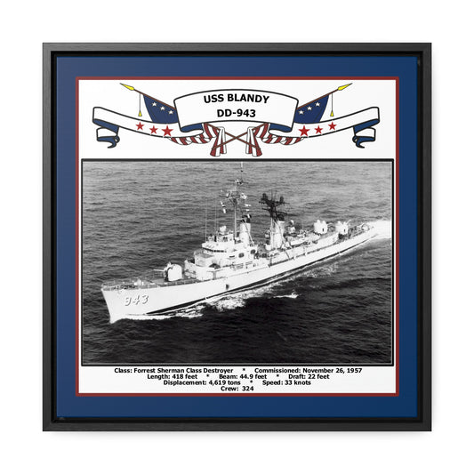 USS Blandy DD-943 Navy Floating Frame Photo Front View
