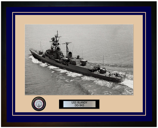 USS BLANDY DD-943 Framed Navy Ship Photo Blue