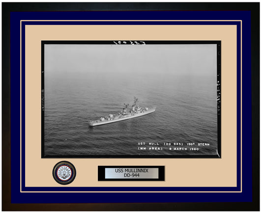 USS MULLINNIX DD-944 Framed Navy Ship Photo Blue