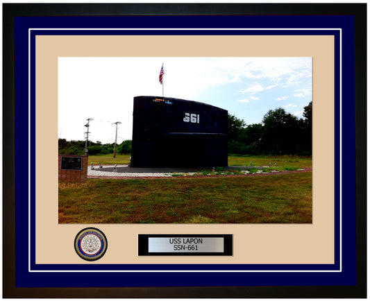 USS Lapon SSN-661 Framed Navy Ship Photo Blue