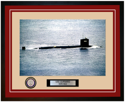 USS Gurnard SSN-662 Framed Navy Ship Photo Burgundy