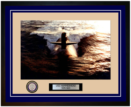 USS Hammerhead SSN-663 Framed Navy Ship Photo Blue