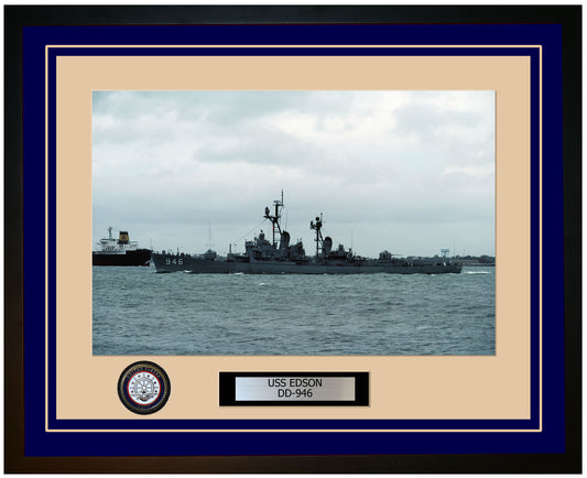 USS EDSON DD-946 Framed Navy Ship Photo Blue