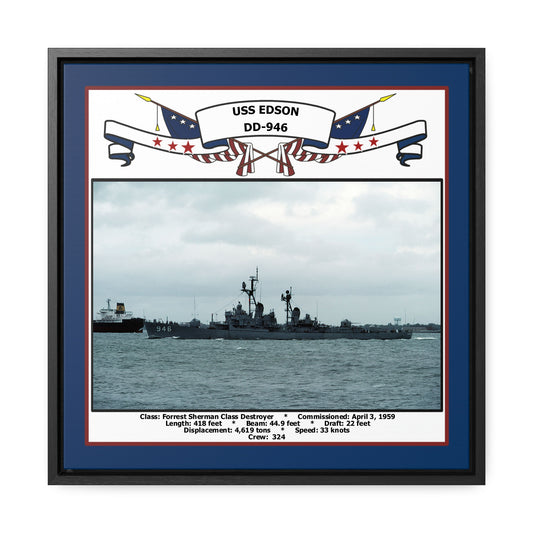 USS Edson DD-946 Navy Floating Frame Photo Front View