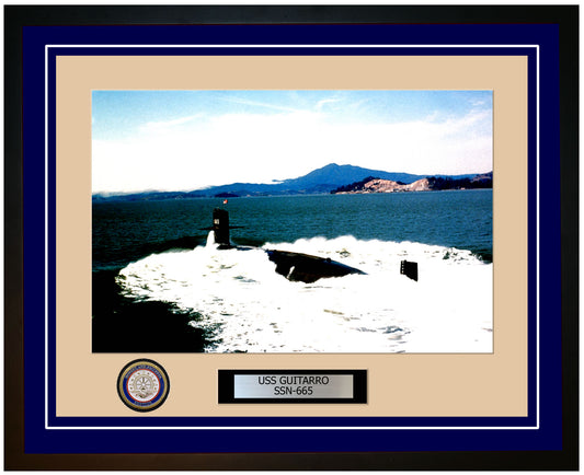 USS Guitarro SSN-665 Framed Navy Ship Photo Blue