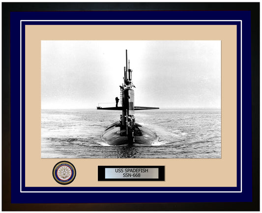 USS Spadefish SSN-668 Framed Navy Ship Photo Blue