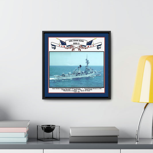 USS John King DDG-3 Navy Floating Frame Photo Desk View