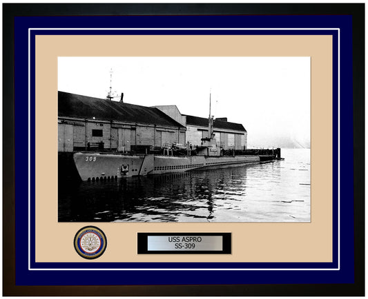 USS Aspro SS-309 Framed Navy Ship Photo Blue