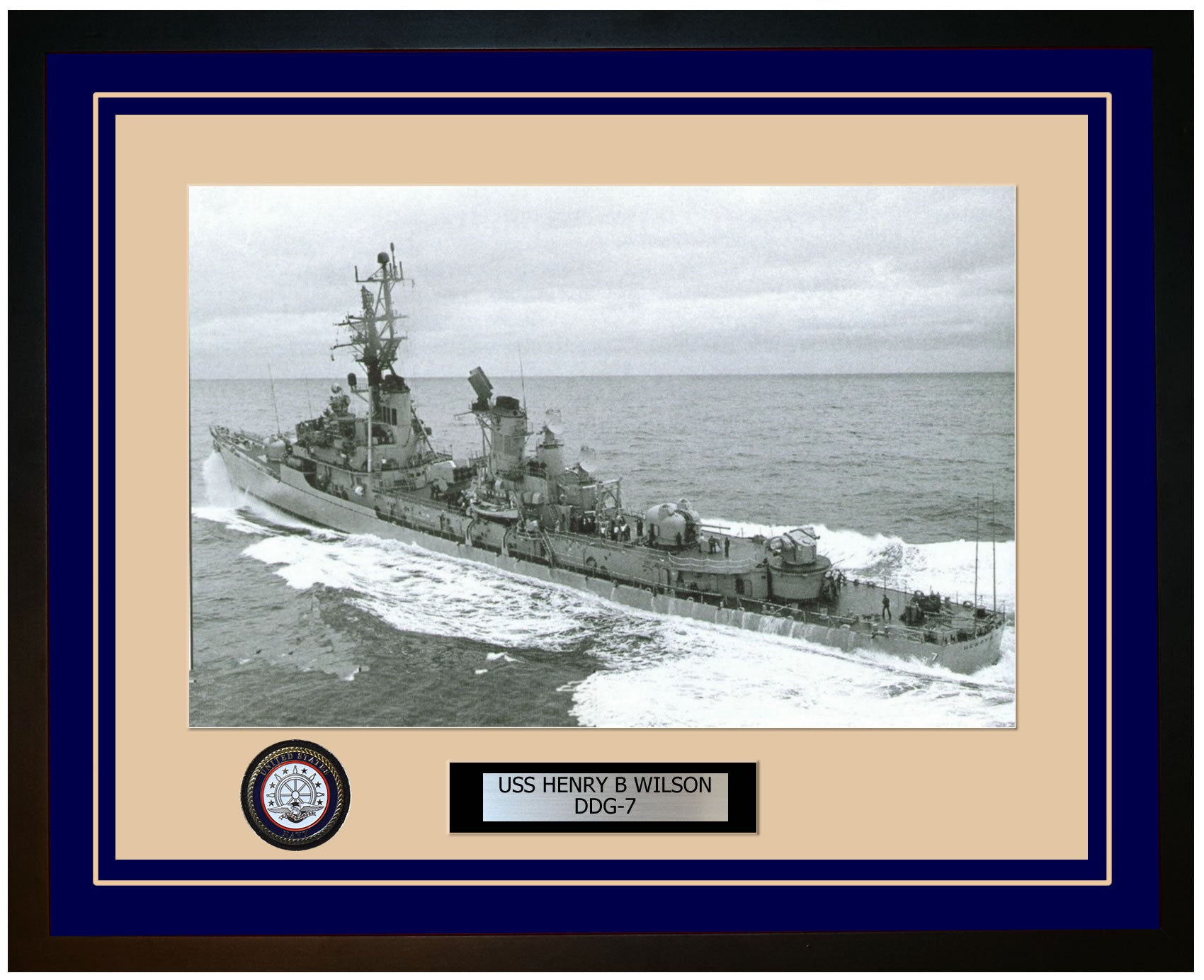 USS HENRY B WILSON DDG-7 Framed Navy Ship Photo Blue