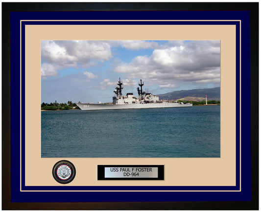 USS PAUL F FOSTER DD-964 Framed Navy Ship Photo Blue