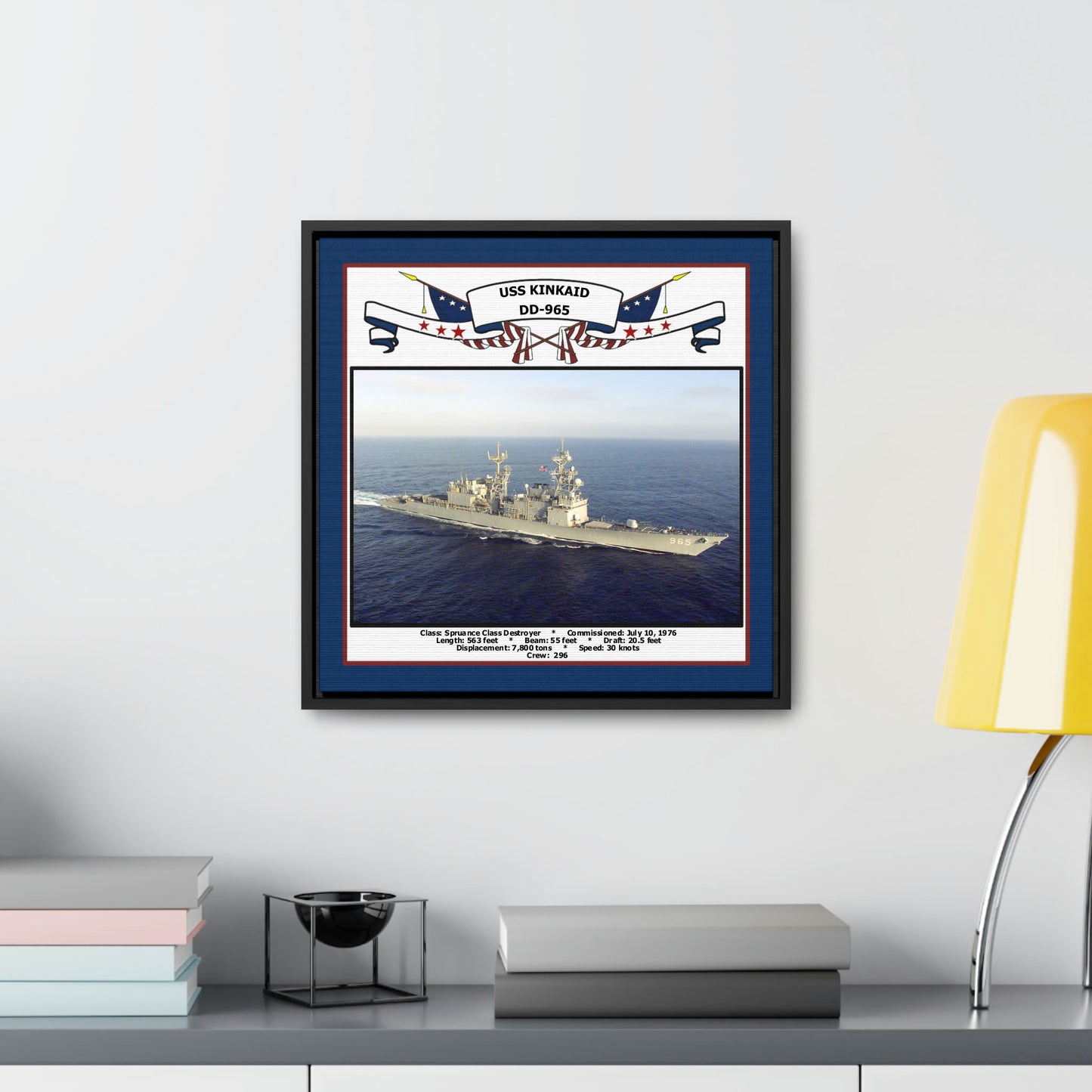 USS Kinkaid DD-965 Navy Floating Frame Photo Desk View