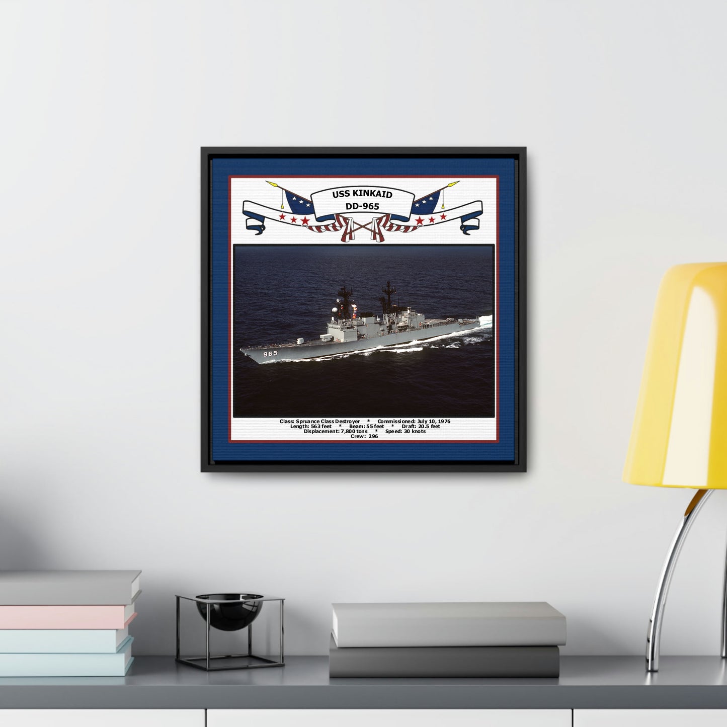 USS Kinkaid DD-965 Navy Floating Frame Photo Desk View