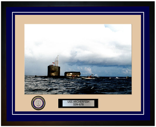 USS Archerfish SSN-678 Framed Navy Ship Photo Blue