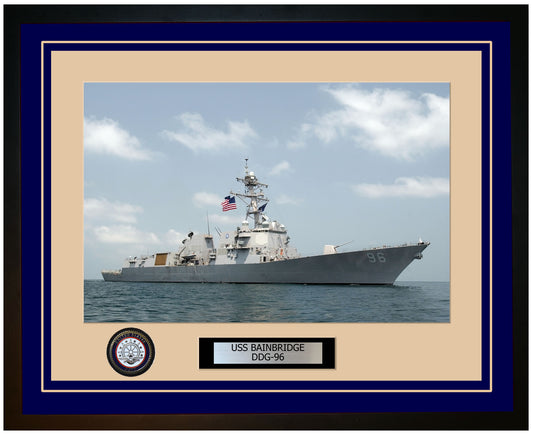USS BAINBRIDGE DDG-96 Framed Navy Ship Photo Blue