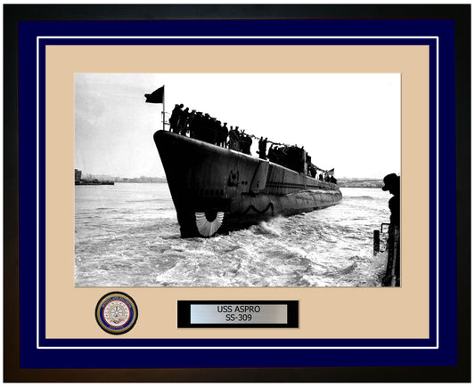 USS Aspro SS-309 Framed Navy Ship Photo Blue