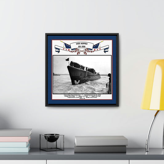 USS Aspro SS-309 Navy Floating Frame Photo Desk View