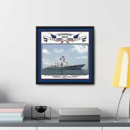 USS Bainbridge DDG-96 Navy Floating Frame Photo Desk View