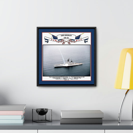 USS Gridley CG-21 Navy Floating Frame Photo Desk View