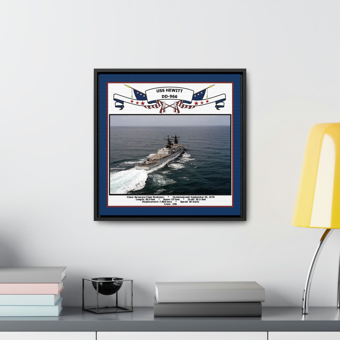 USS Hewitt DD-966 Navy Floating Frame Photo Desk View