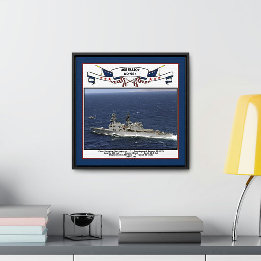 USS Elliot DD-967 Navy Floating Frame Photo Desk View