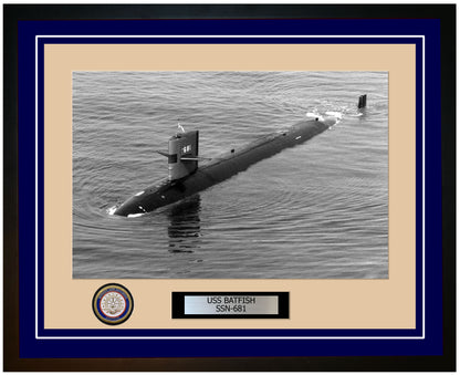 USS Batfish SSN-681 Framed Navy Ship Photo Blue