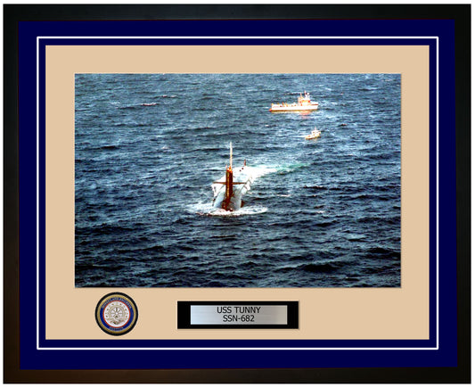 USS Tunny SSN-682 Framed Navy Ship Photo Blue