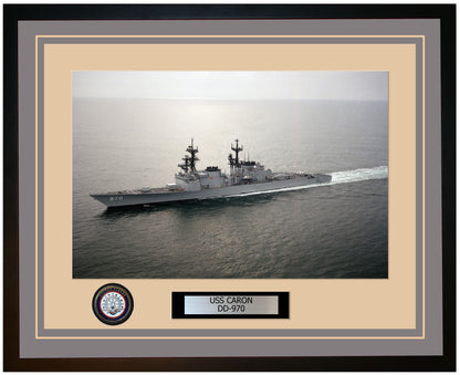 USS CARON DD-970 Framed Navy Ship Photo Grey