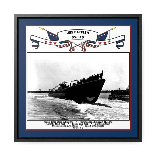 USS Batfish SS-310 Navy Floating Frame Photo Front View