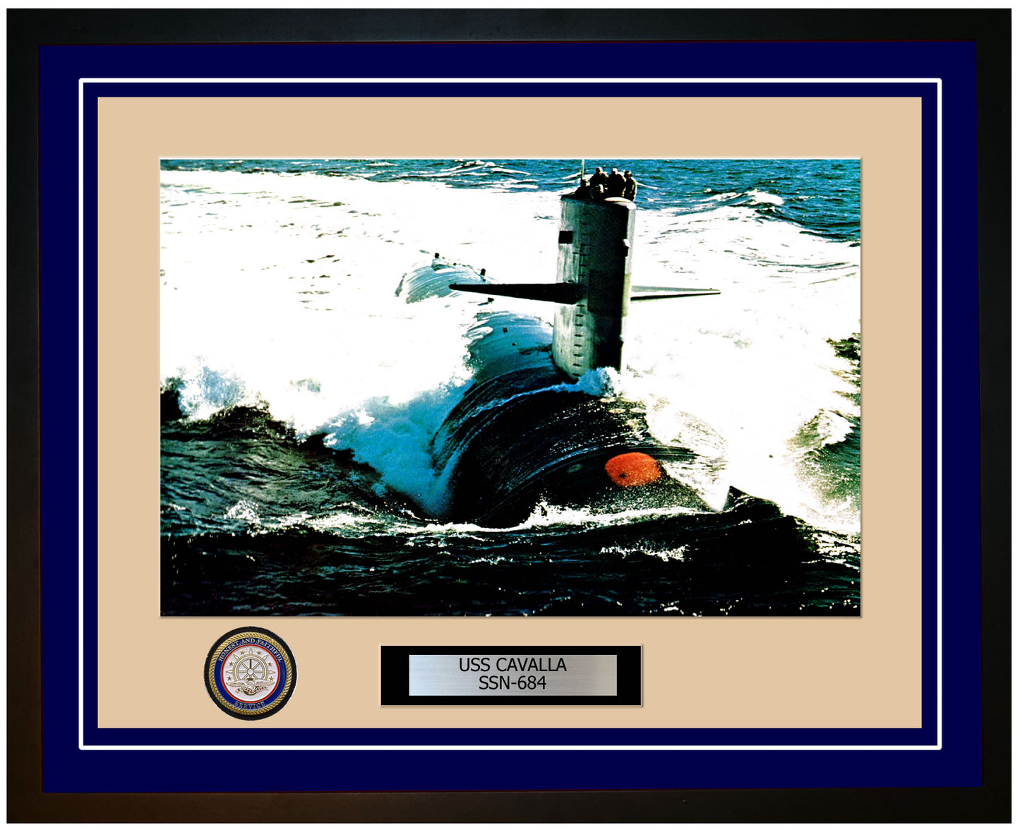 USS Cavalla SSN-684 Framed Navy Ship Photo Blue