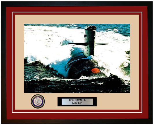USS Cavalla SSN-684 Framed Navy Ship Photo Burgundy
