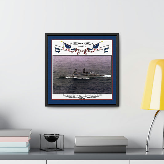 USS John Young DD-973 Navy Floating Frame Photo Desk View