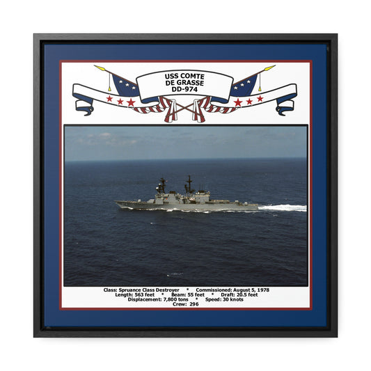 USS Comte De Grasse DD-974 Navy Floating Frame Photo Front View