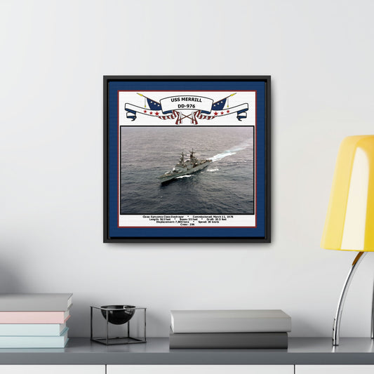 USS Merrill DD-976 Navy Floating Frame Photo Desk View