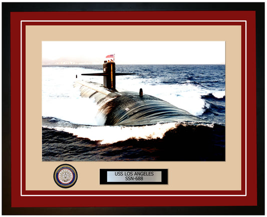 USS Los Angeles SSN-688 Framed Navy Ship Photo Burgundy