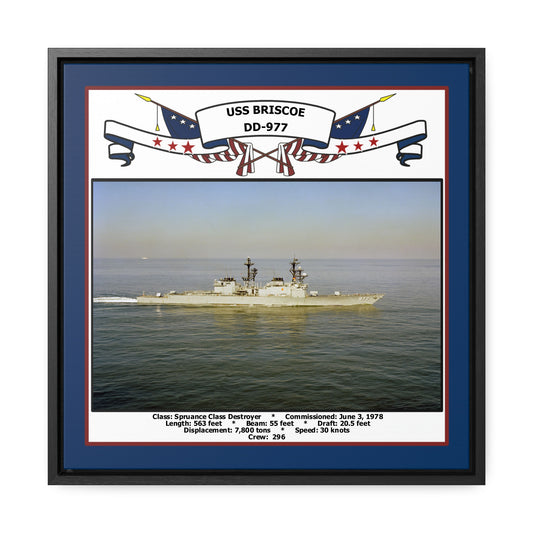 USS Briscoe DD-977 Navy Floating Frame Photo Front View