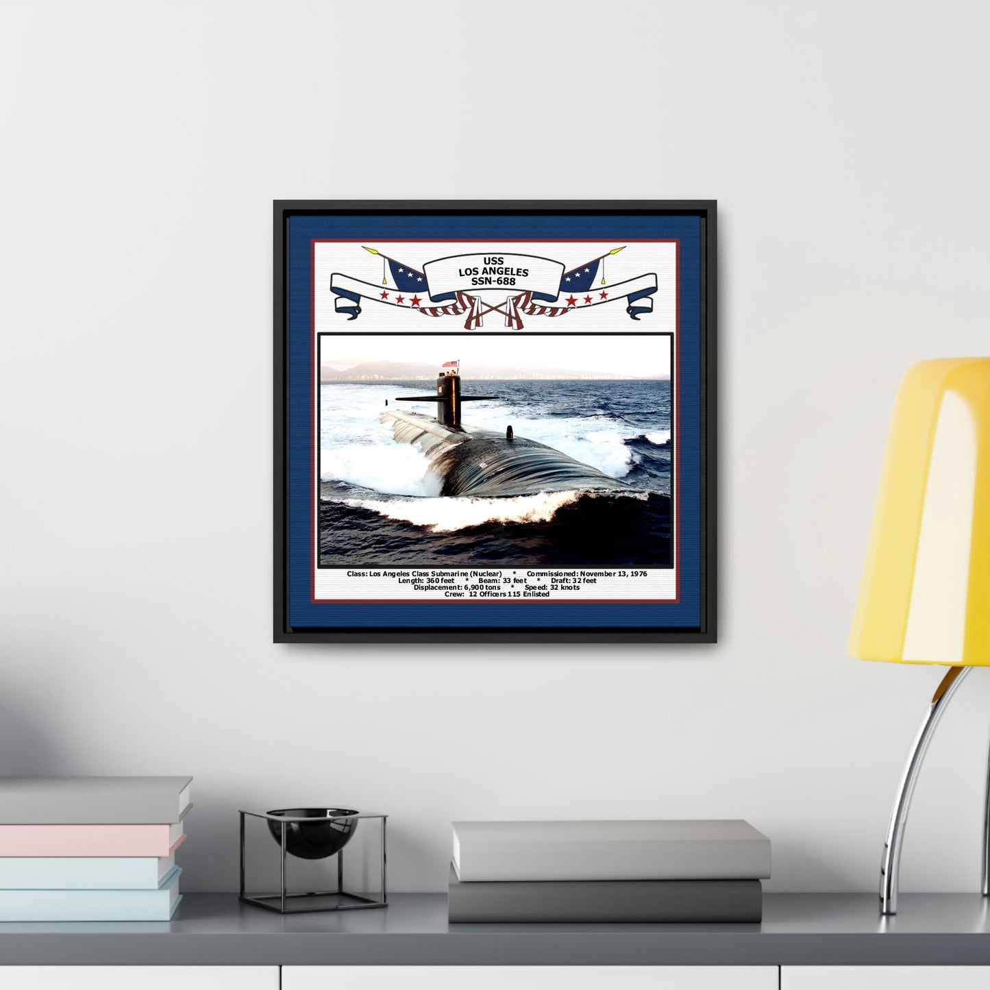USS Los Angeles SSN-688 Navy Floating Frame Photo Desk View