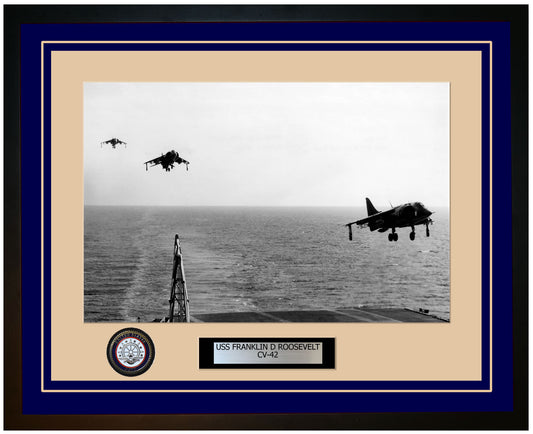 USS FRANKLIN D ROOSEVELT CV-42 Framed Navy Ship Photo Blue