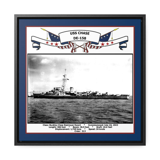 USS Chase DE-158 Navy Floating Frame Photo Front View