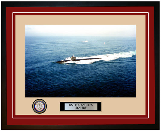 USS Los Angeles SSN-688 Framed Navy Ship Photo Burgundy