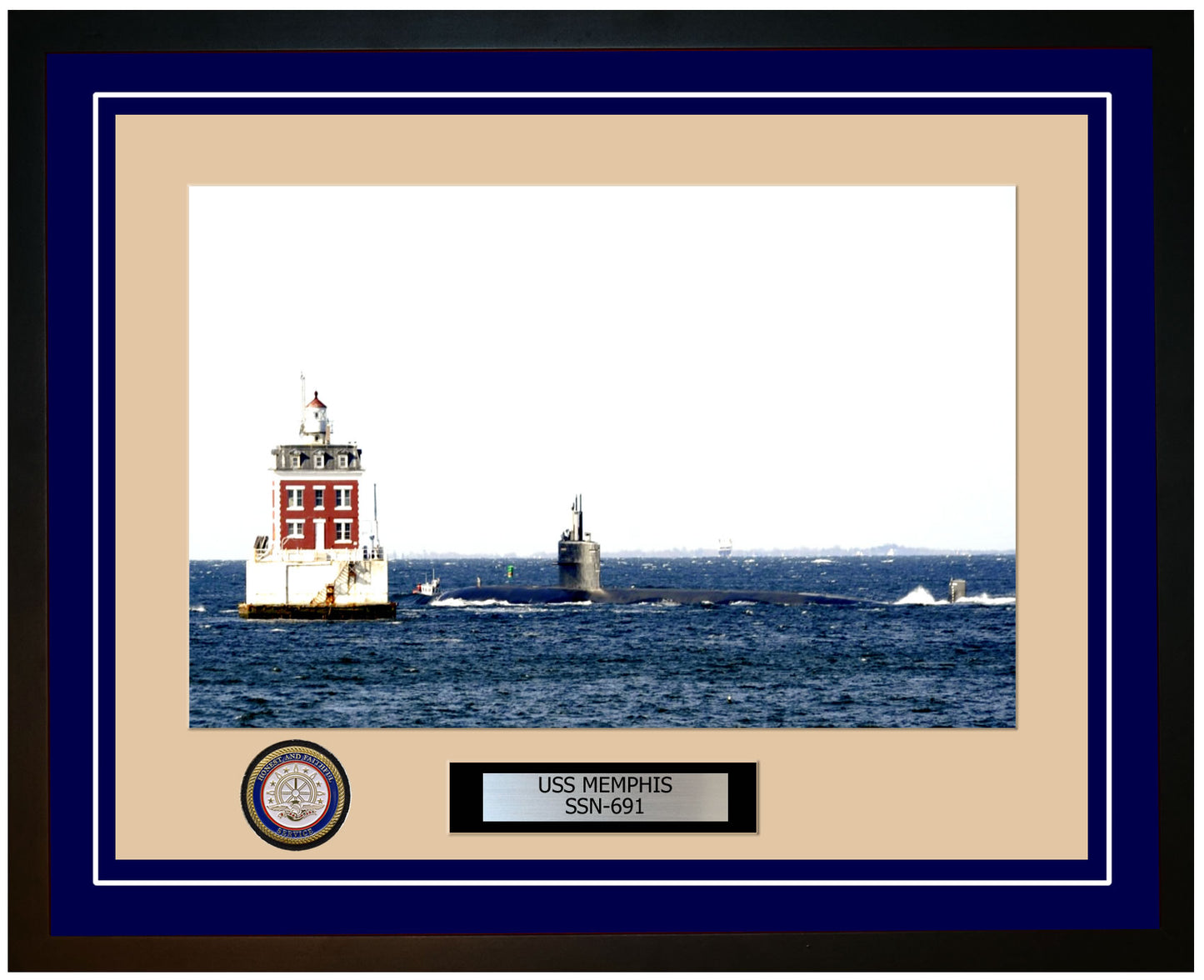 USS Memphis SSN-691 Framed Navy Ship Photo Blue